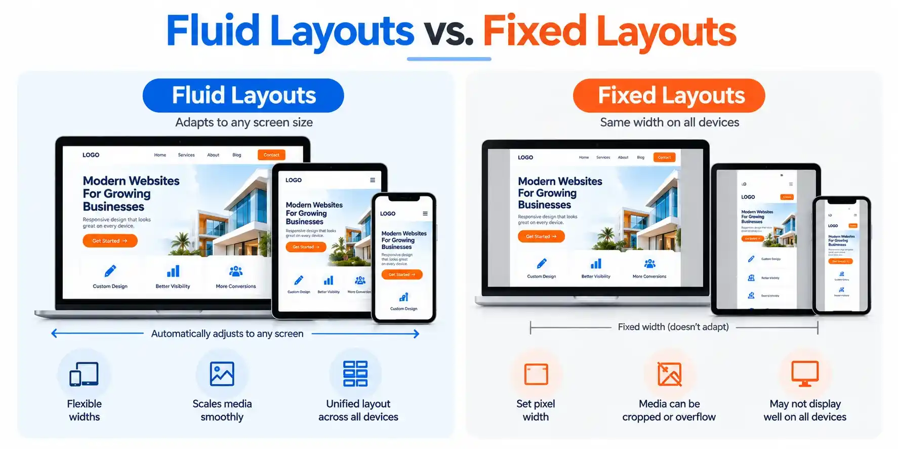 fluid vs fixed layout
